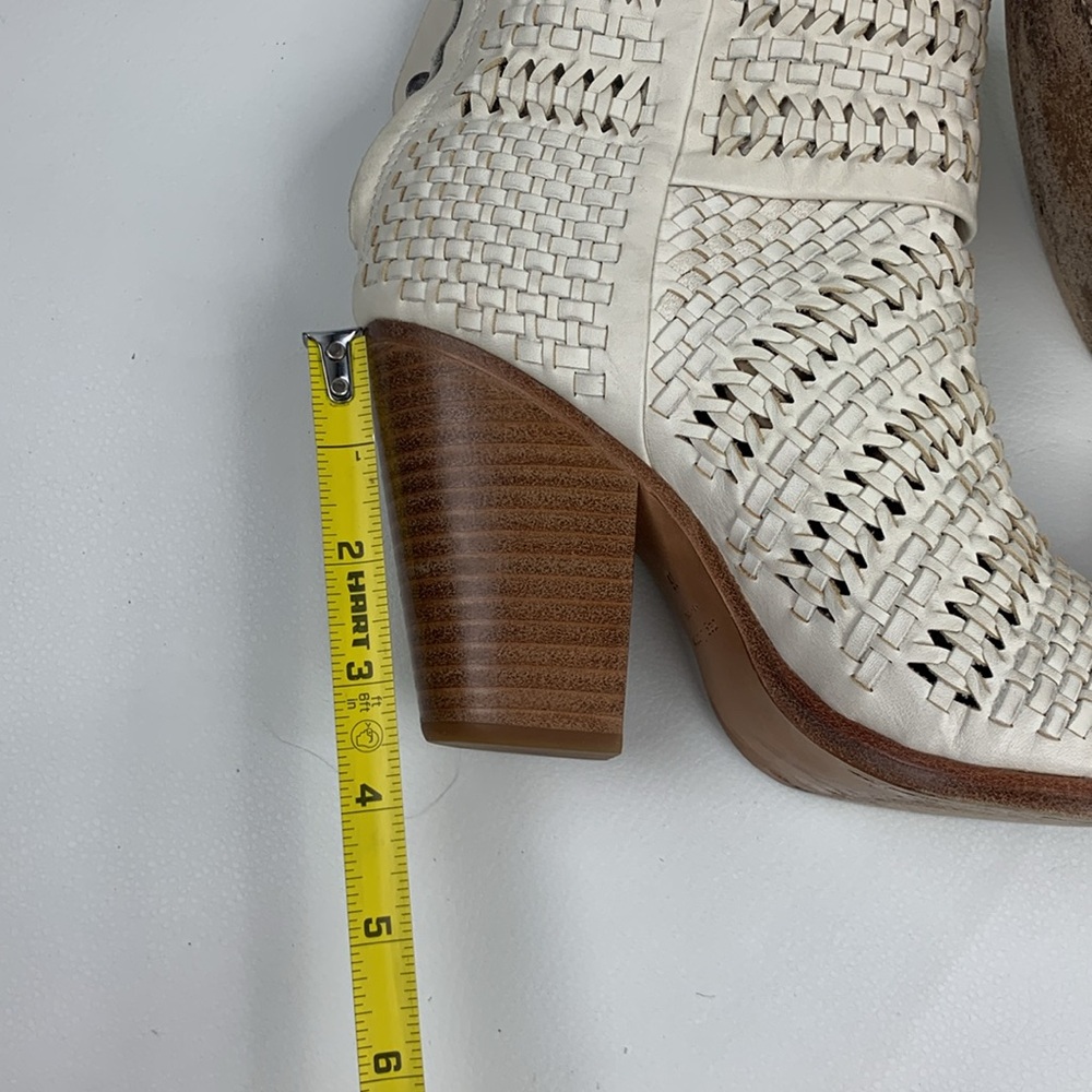 Rag & Bone NY leather heeled Creme woven Ankle Boots booties Size 36 Zip up - Picture 15 of 16